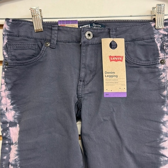 Levi’s Girls Denim Leggings Super Stretchy 12R Gray w/Pink Tie Dye NWT - Picture 5 of 12